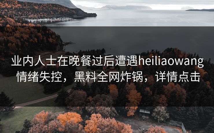 业内人士在晚餐过后遭遇heiliaowang 情绪失控，黑料全网炸锅，详情点击